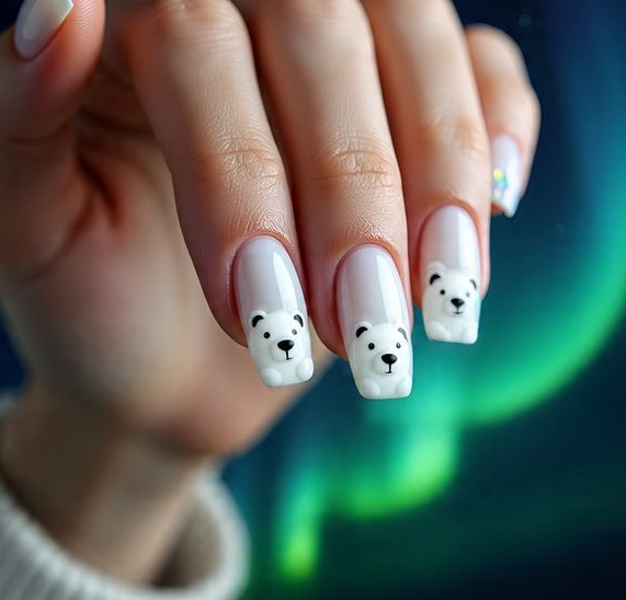 white french tip christmas nails