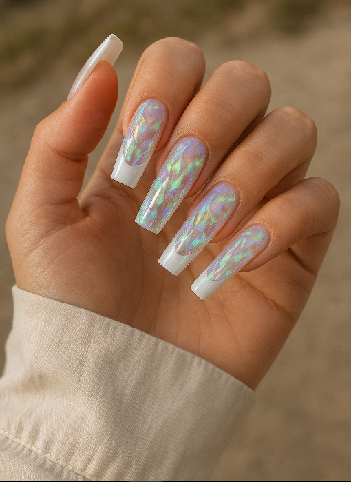 white french tip christmas nails