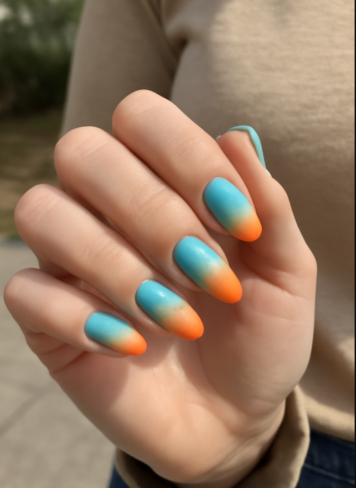 blue and orange nails