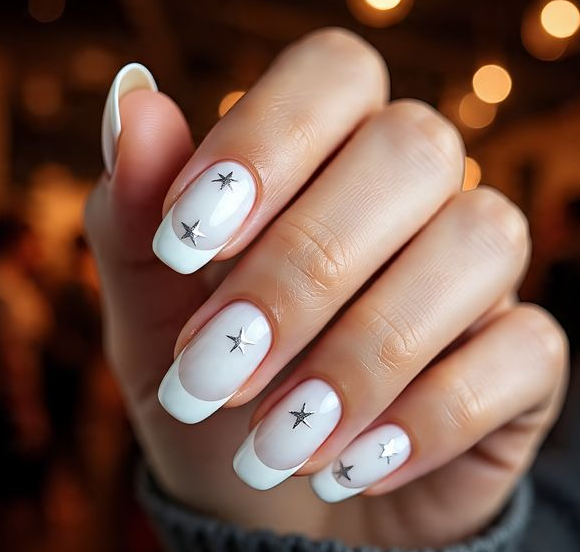 white french tip christmas nails