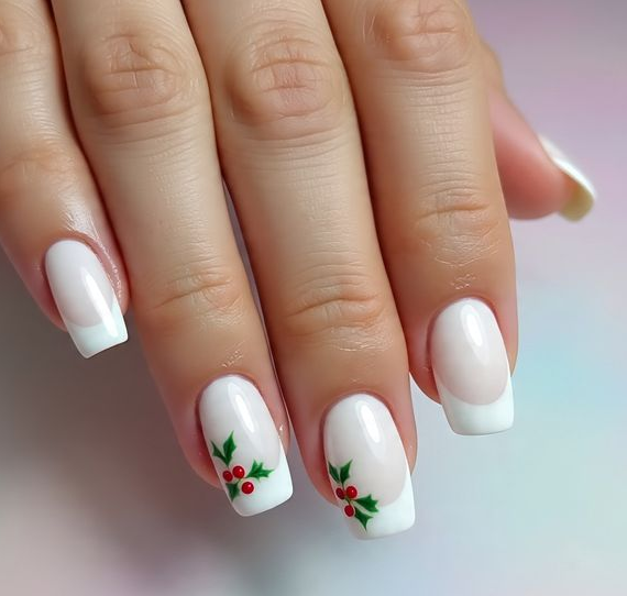white french tip christmas nails