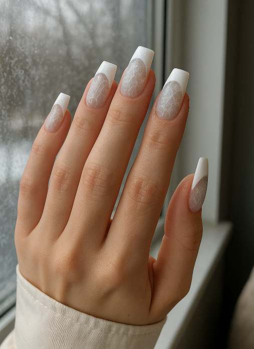 white french tip christmas nails