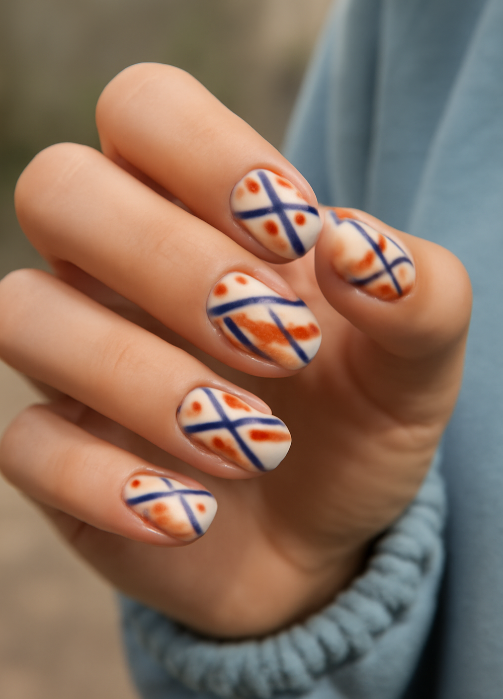 blue and orange nails