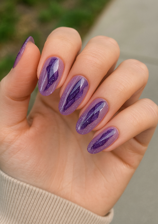 purple and silver nails