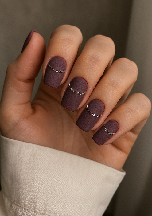 purple and silver nails
