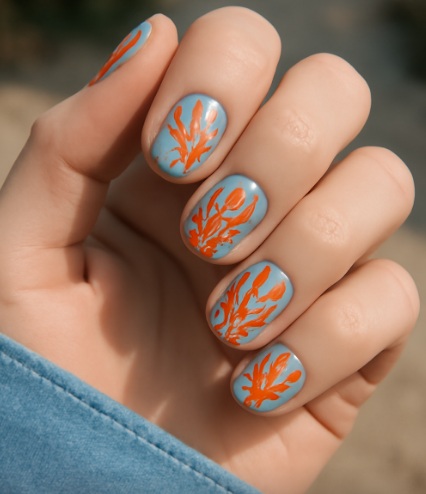 blue and orange nails