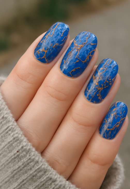 blue and orange nails
