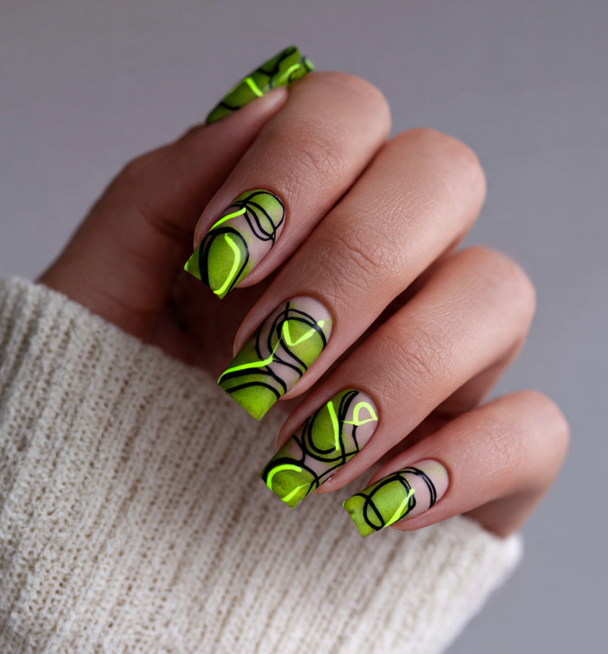 neon green nails