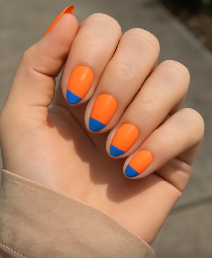 blue and orange nails