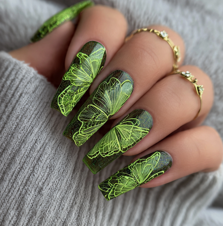 neon green nails