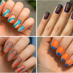 blue and orange nails
