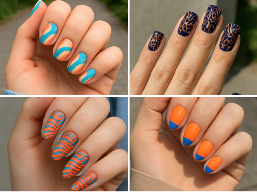 blue and orange nails