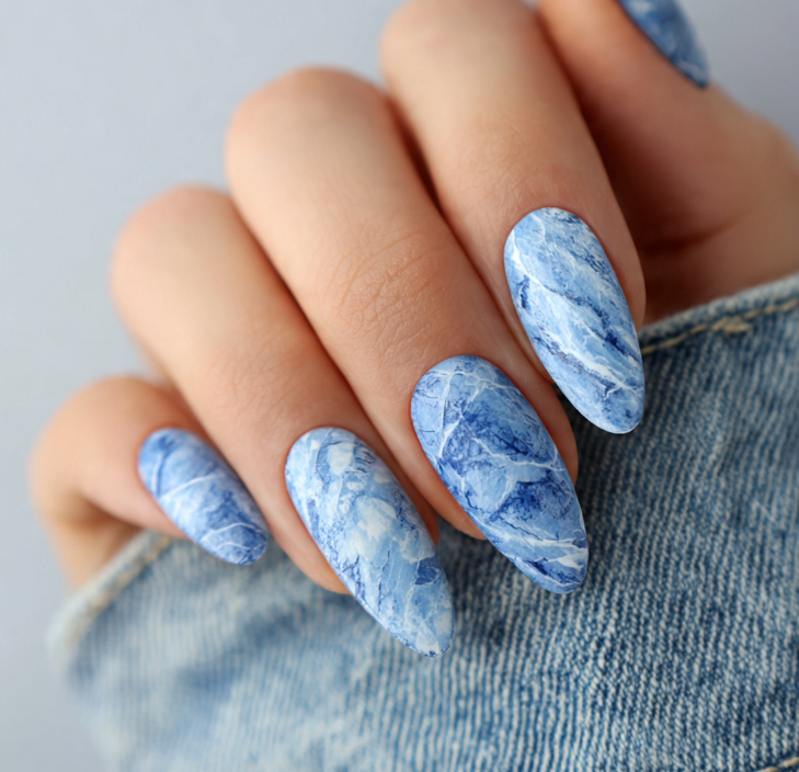 blue marble nails