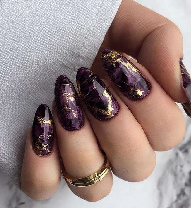 purple marble nails