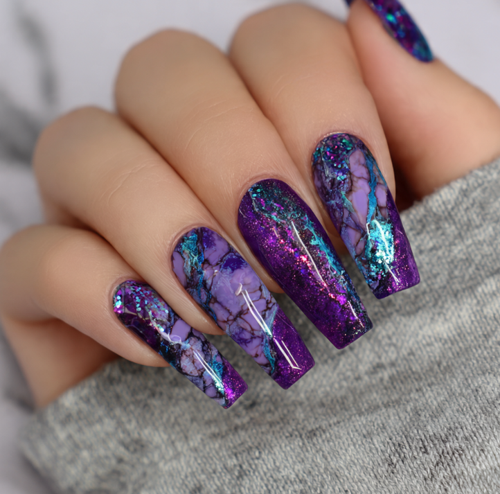 purple marble nails
