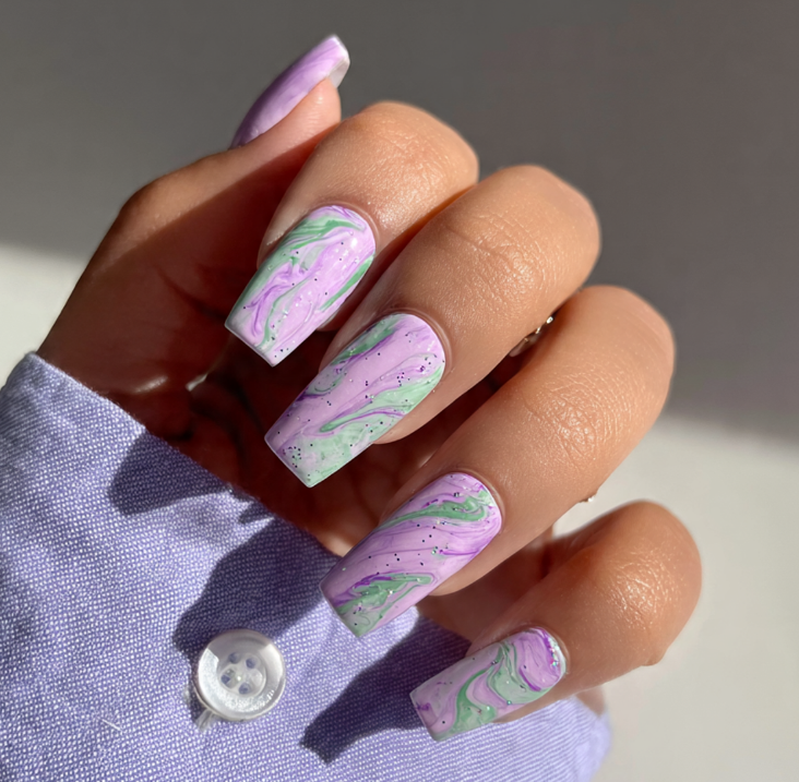 purple marble nails