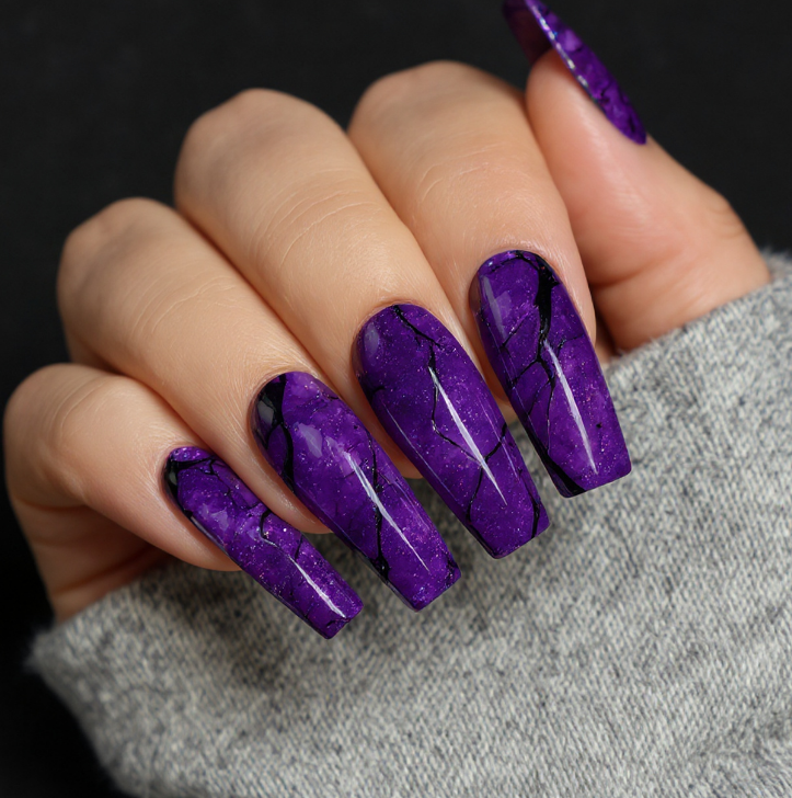 purple marble nails