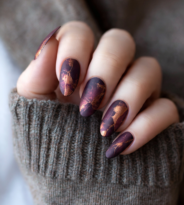 purple marble nails