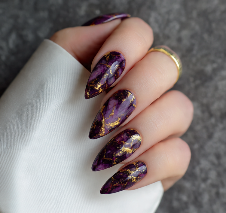 purple marble nails