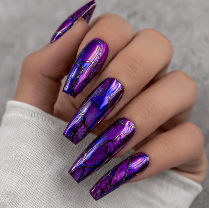 purple marble nails