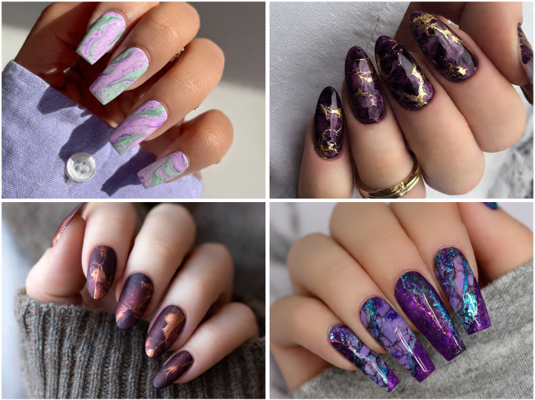 15 Must-Try Purple Marble Nail Designs for Every Occasion