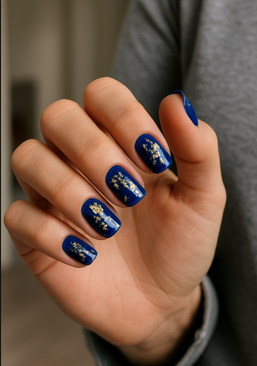 blue and gold nails