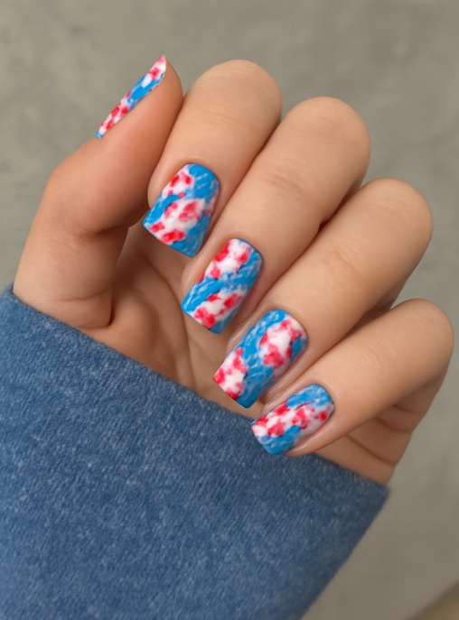 pink and blue nails