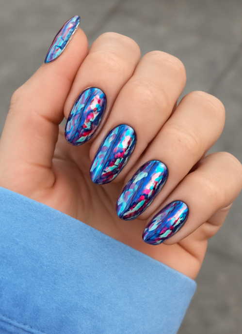 pink and blue nails