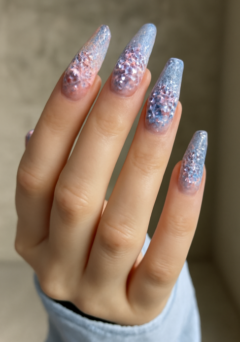 pink and blue nails