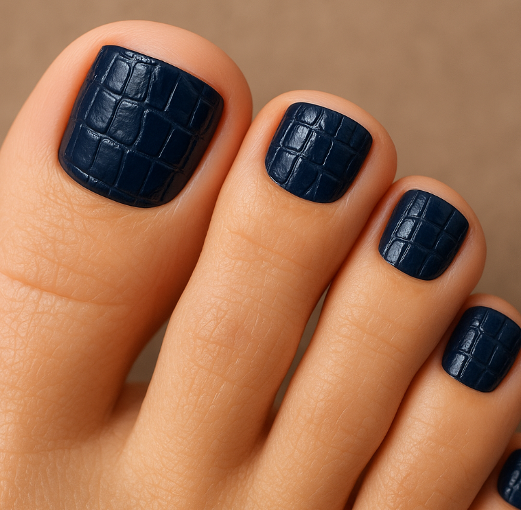 navy toe nails