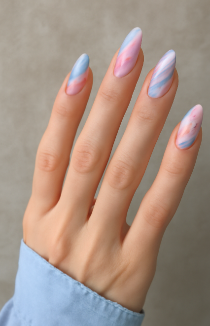 pink and blue nails