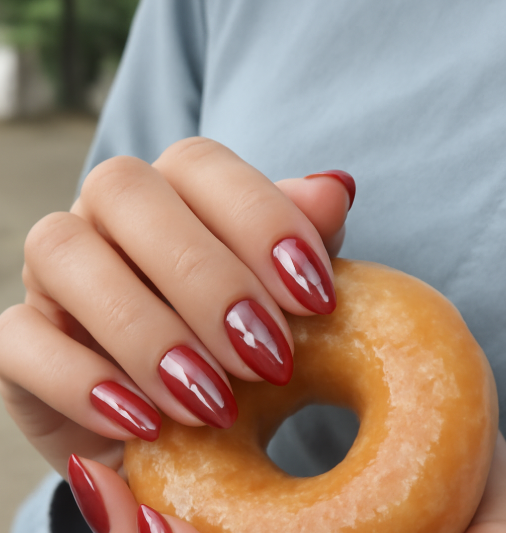cherry red nails
