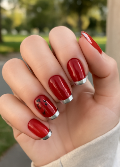 cherry red nails