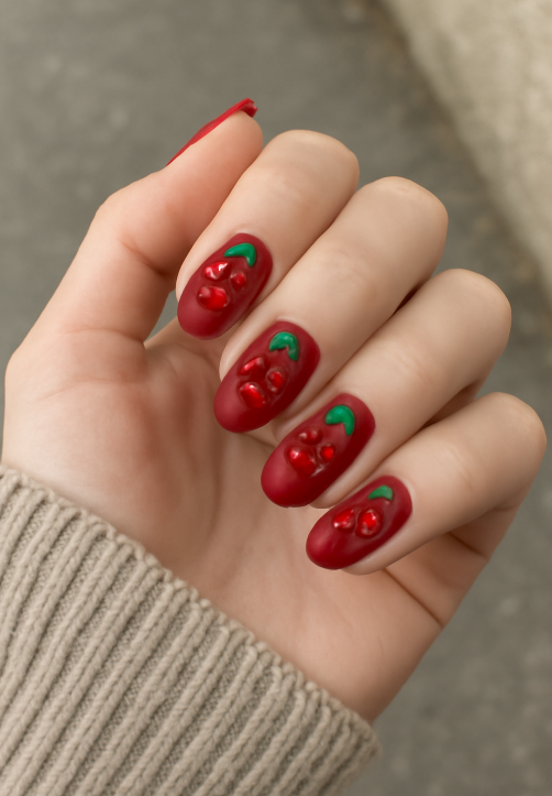 cherry red nails