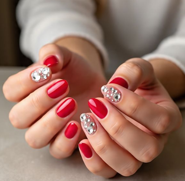 cherry red nails