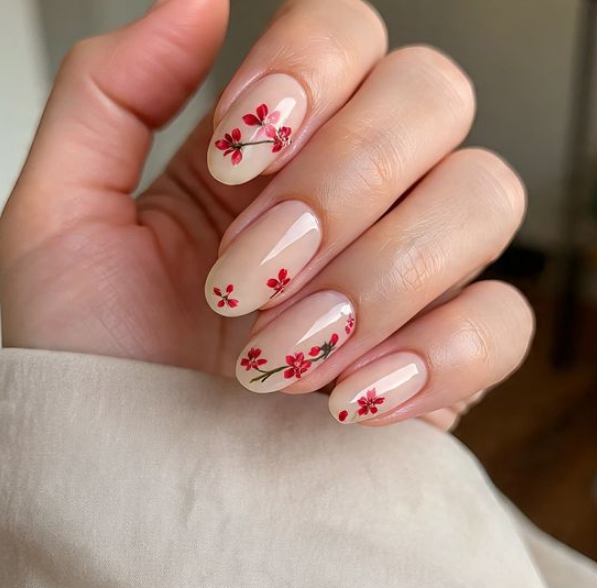 cherry red nails