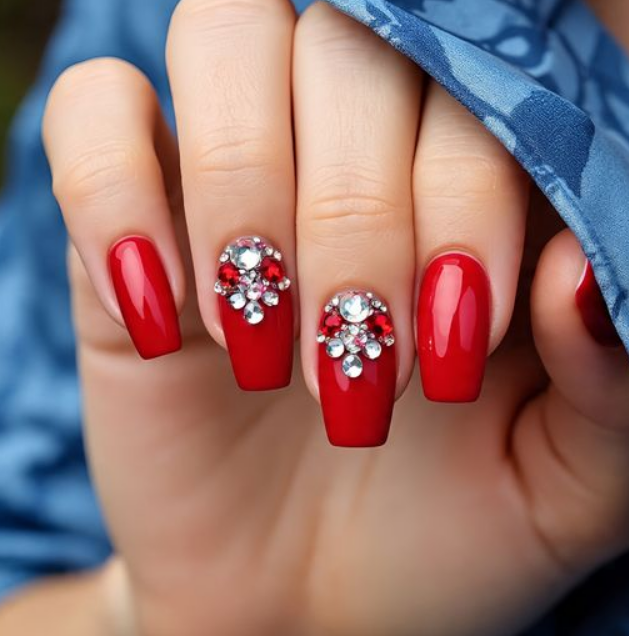 cherry red nails