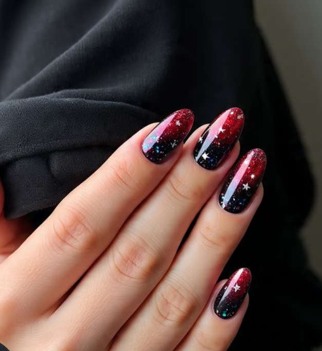 red chrome nails