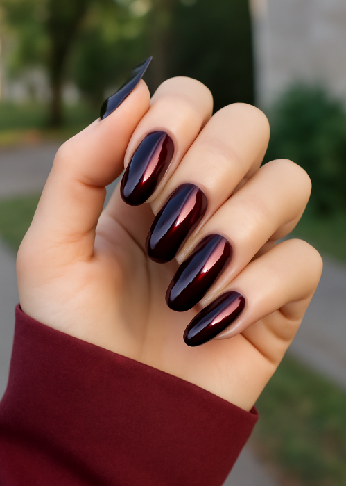 red chrome nails