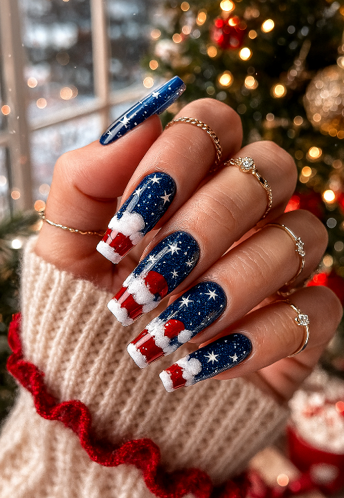 blue christmas nails