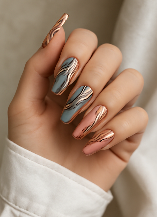 pink and blue nails