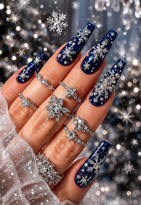 blue christmas nails