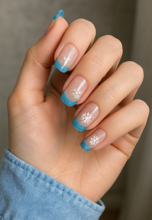 blue christmas nails
