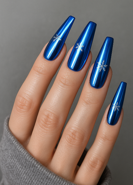 blue christmas nails