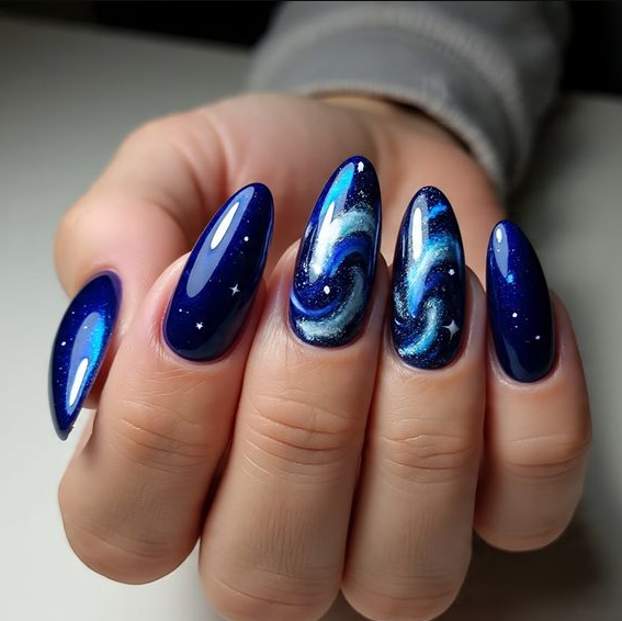 blue christmas nails