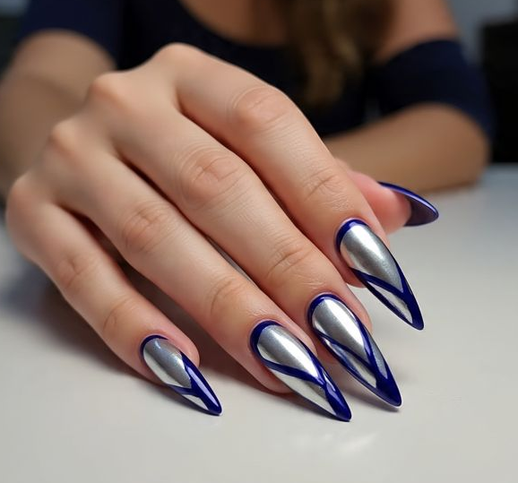 blue christmas nails