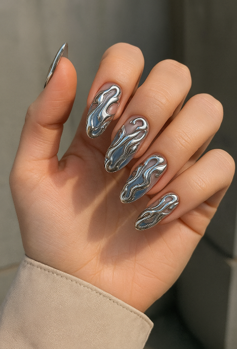 pink and blue nails