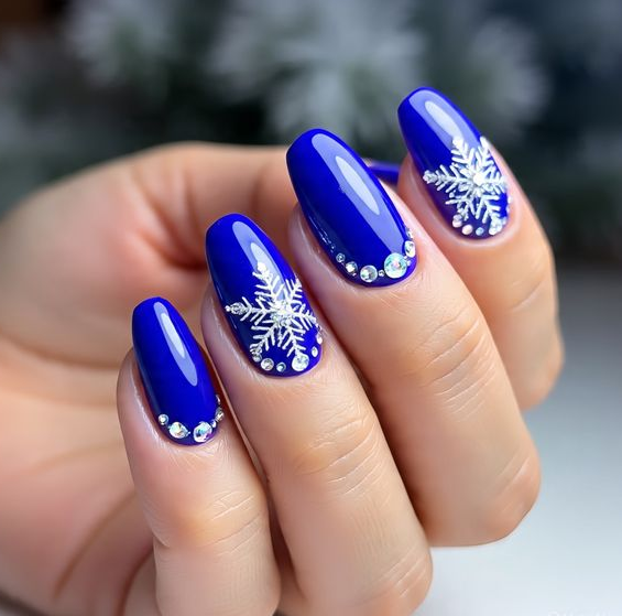 blue christmas nails