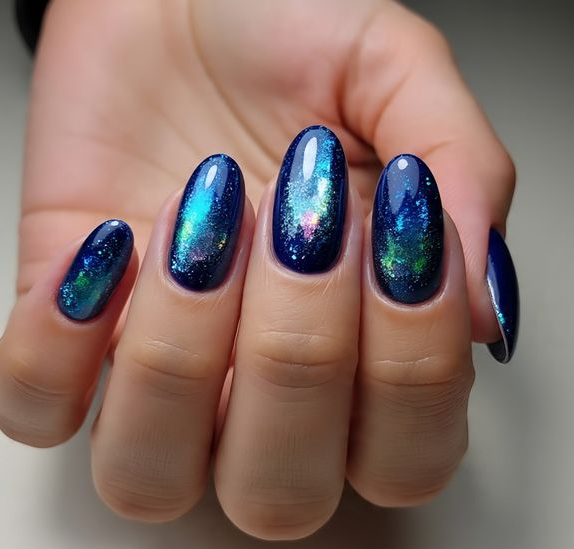 blue christmas nails