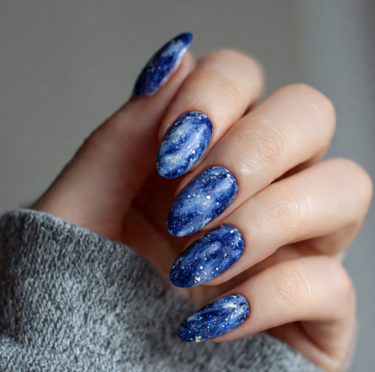 blue marble nails